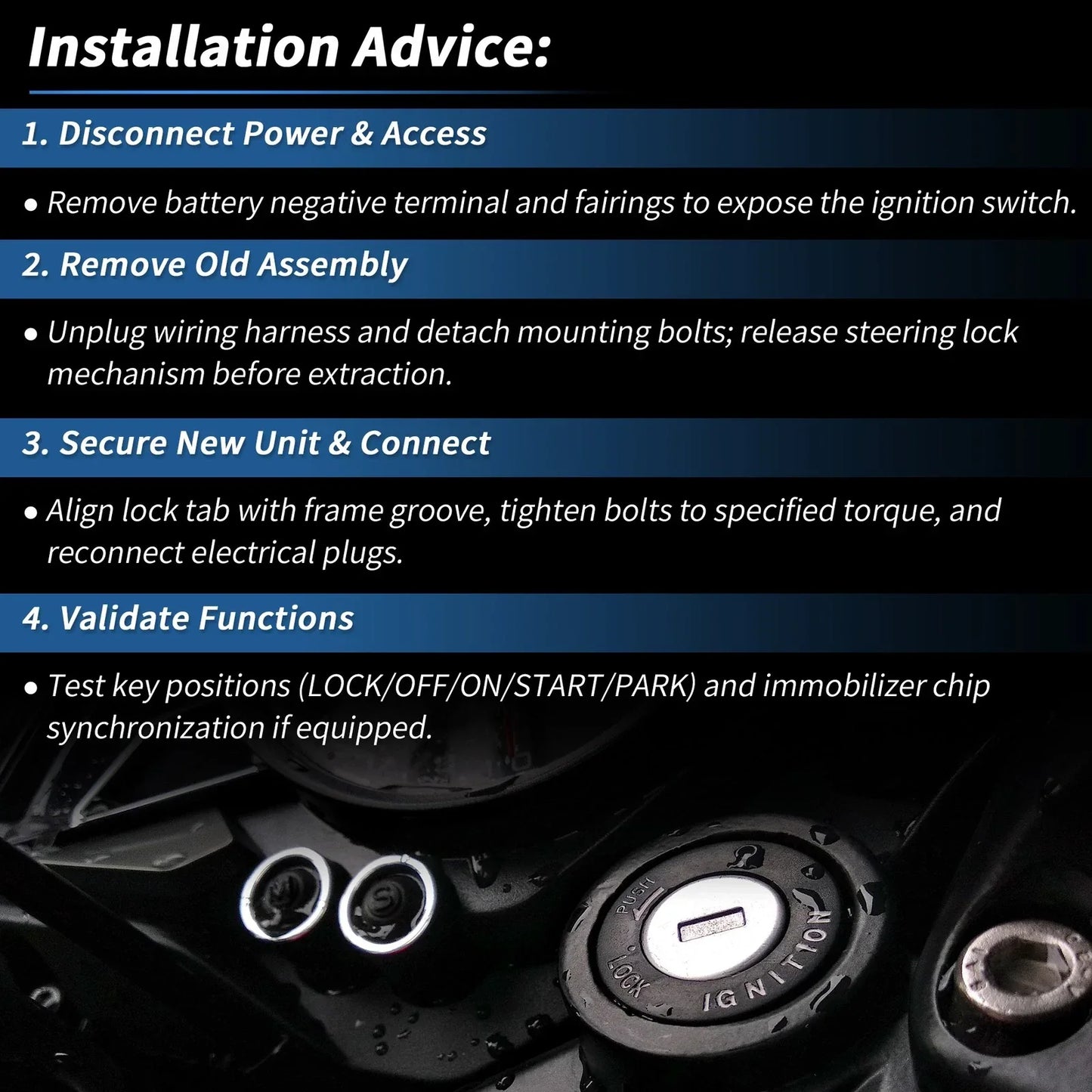Ignition Key Switch for Honda TRX350TE Rancher (2000)