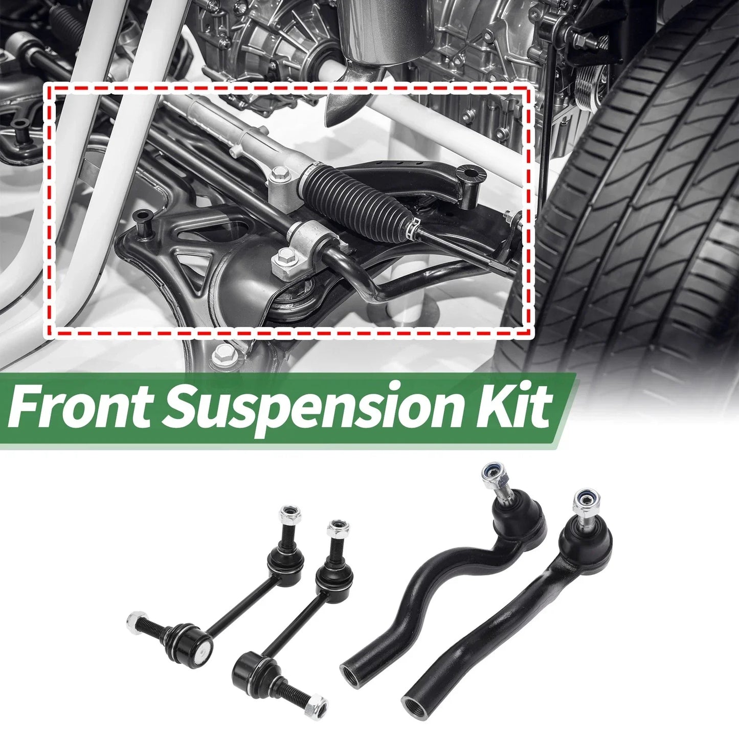 4pcs Front Suspension Kit Outer Tie Rod Ends & Sway Bar Links for Dodge Durango