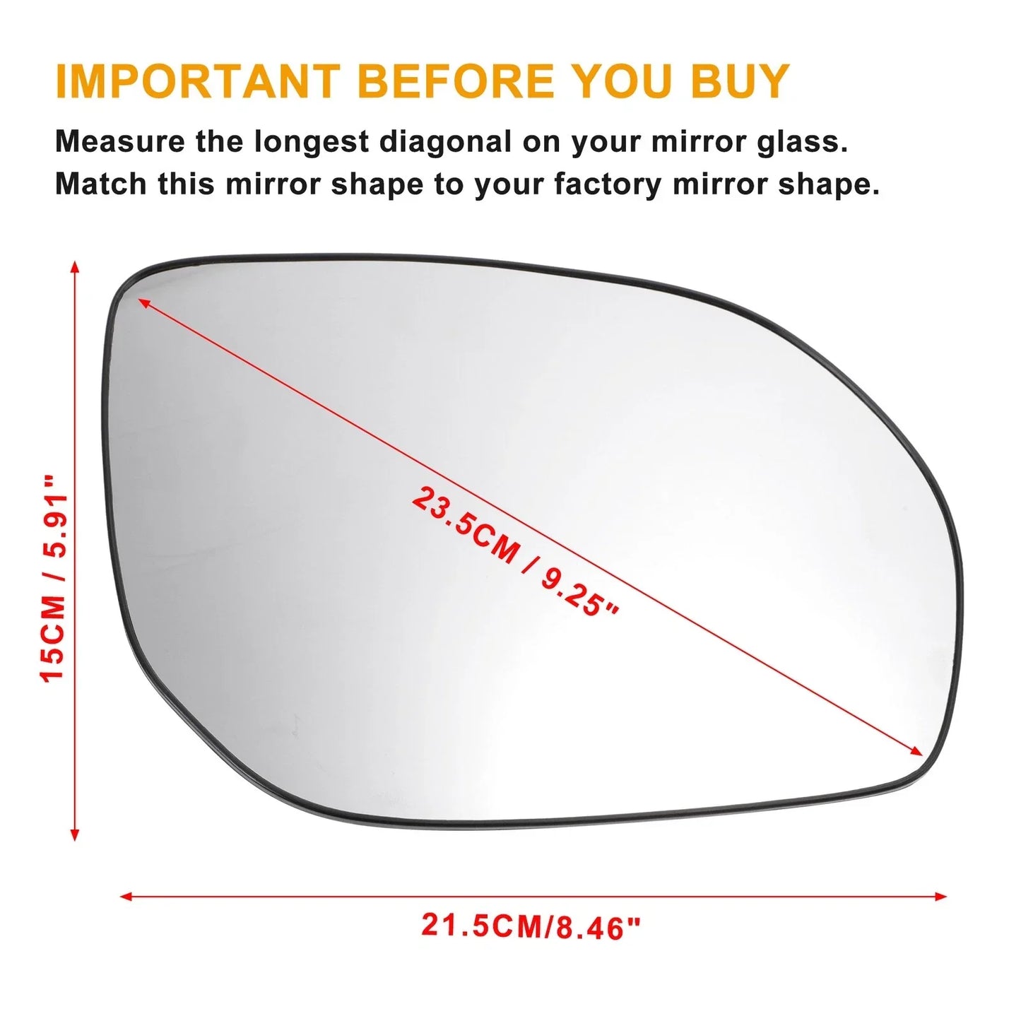 Right Side Heated White Mirror Glass for Hyundai Santa Fe (2013-2016)