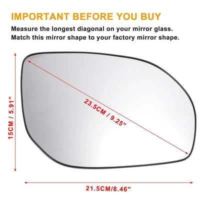 Right Side Heated White Mirror Glass for Hyundai Santa Fe (2013-2016)