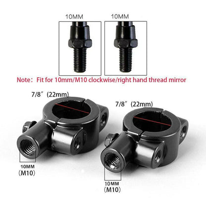 7/8" Black Motorcycle Handle Bar Mirror Mount Holder Clamp Adaptor