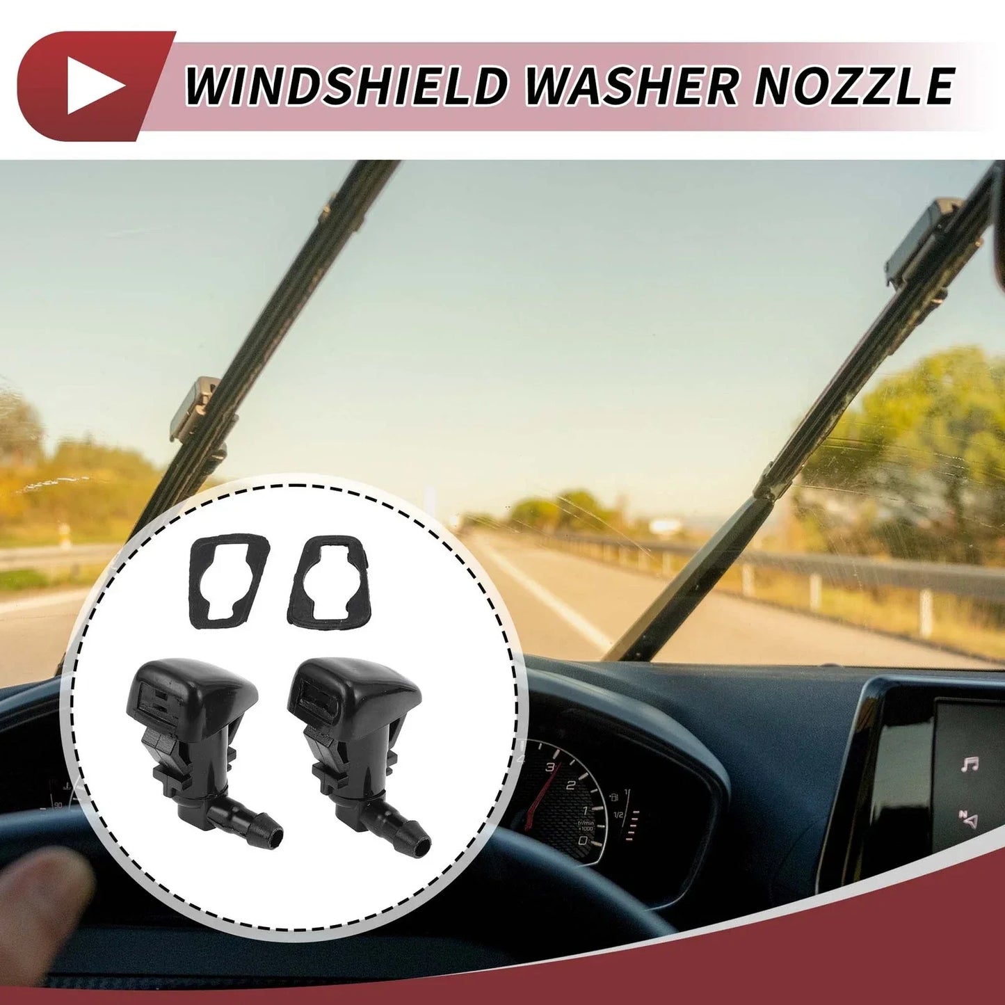 Windshield Washer Nozzle 2 x for Dodge Charger, Chrysler 300 (2006-2010)