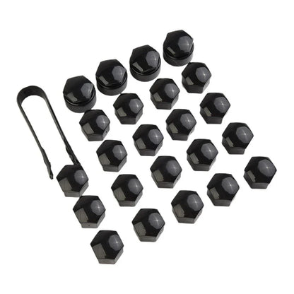 Black Wheel Nut Bolt Cover Cap / Pack of 24x 17MM / for Opel