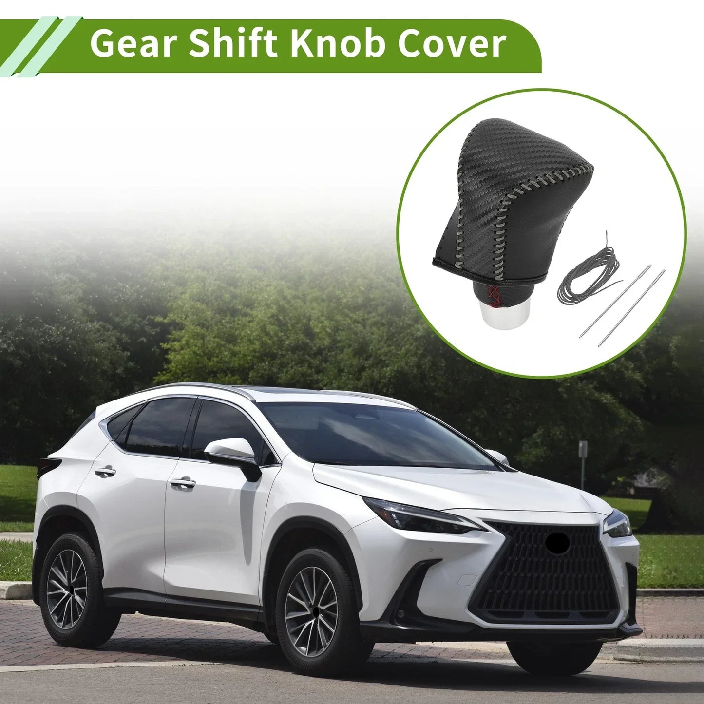 Car Gear Shift Knob Cover for Lexus ES300h 2018-2023 Black Carbon Fiber