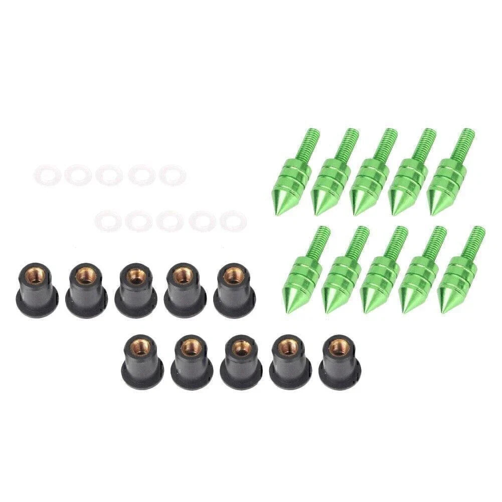10 Pcs Motorcycle Aluminum Green Windshield Bolt Kit