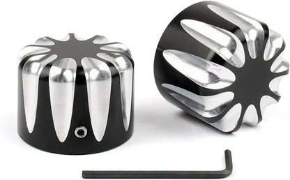 Black CNC Cut Axle Nut Cover for Harley Electra Street Road Glide