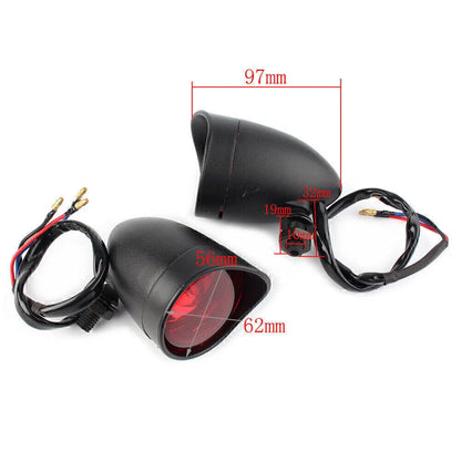 New Black LED Turn Signal Light Red Lens for Harley Choppers