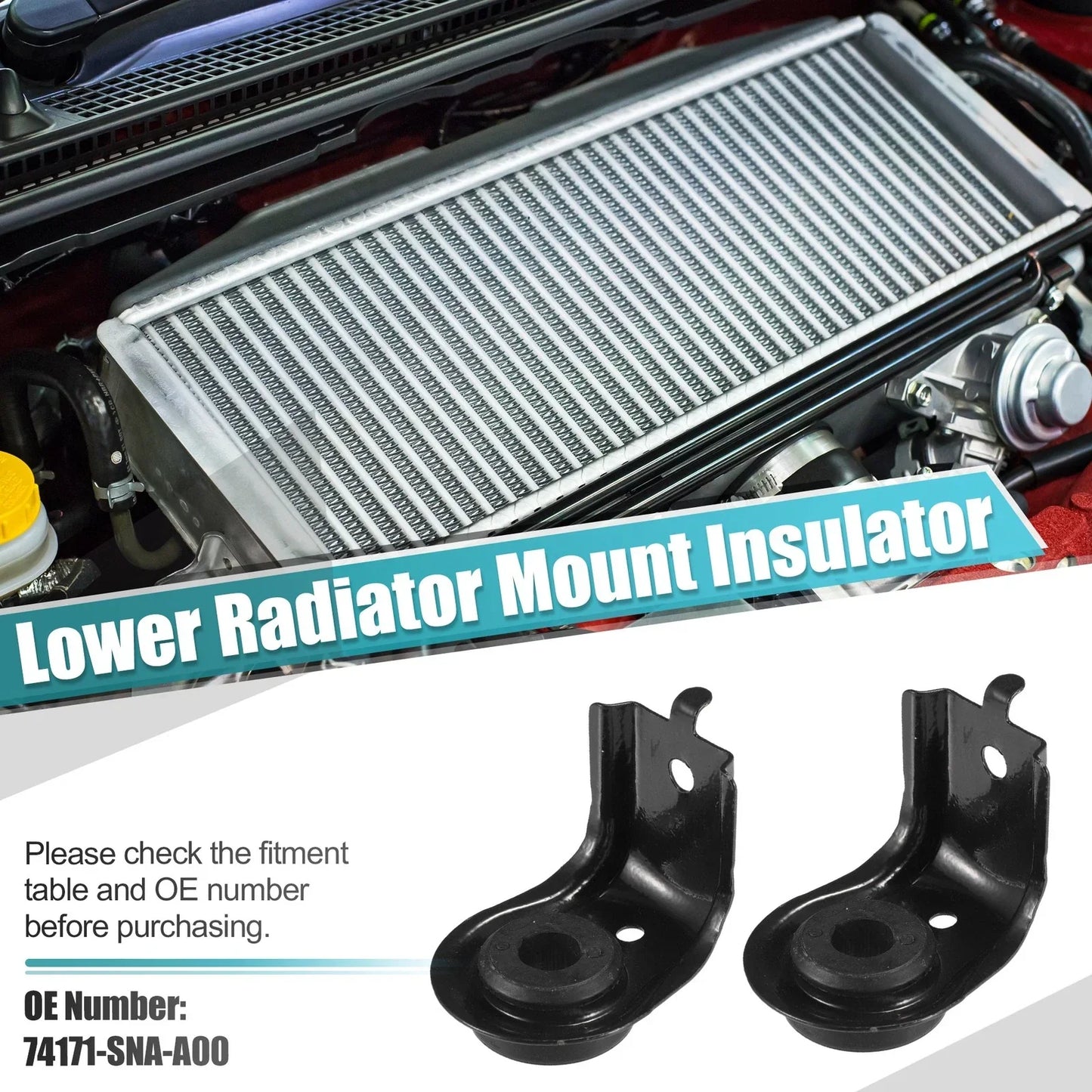 2 x Car Upper Radiator Brackets with Cushions for Honda Civic (2006-2011)