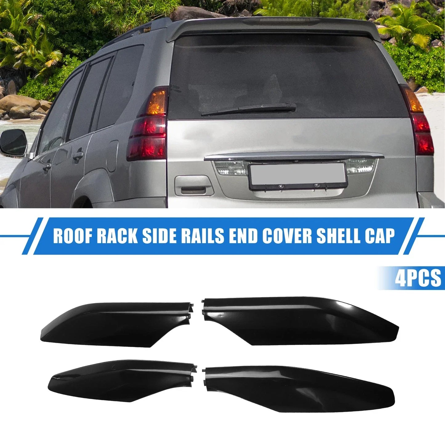 4 x Car Roof Rack Side Rails End Covers for Lexus GX470 (2003-2009) Black
