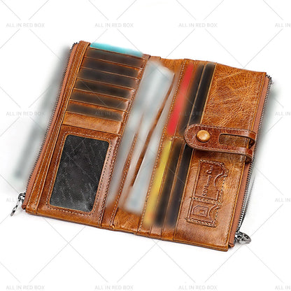 Leather Phone Wallet Clutch Purse for Women - Card Cash Coin Holder