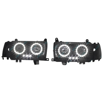 Black Halo Projector Headlights with LED for Landcruiser FJ80R FZJ80 1990~1992