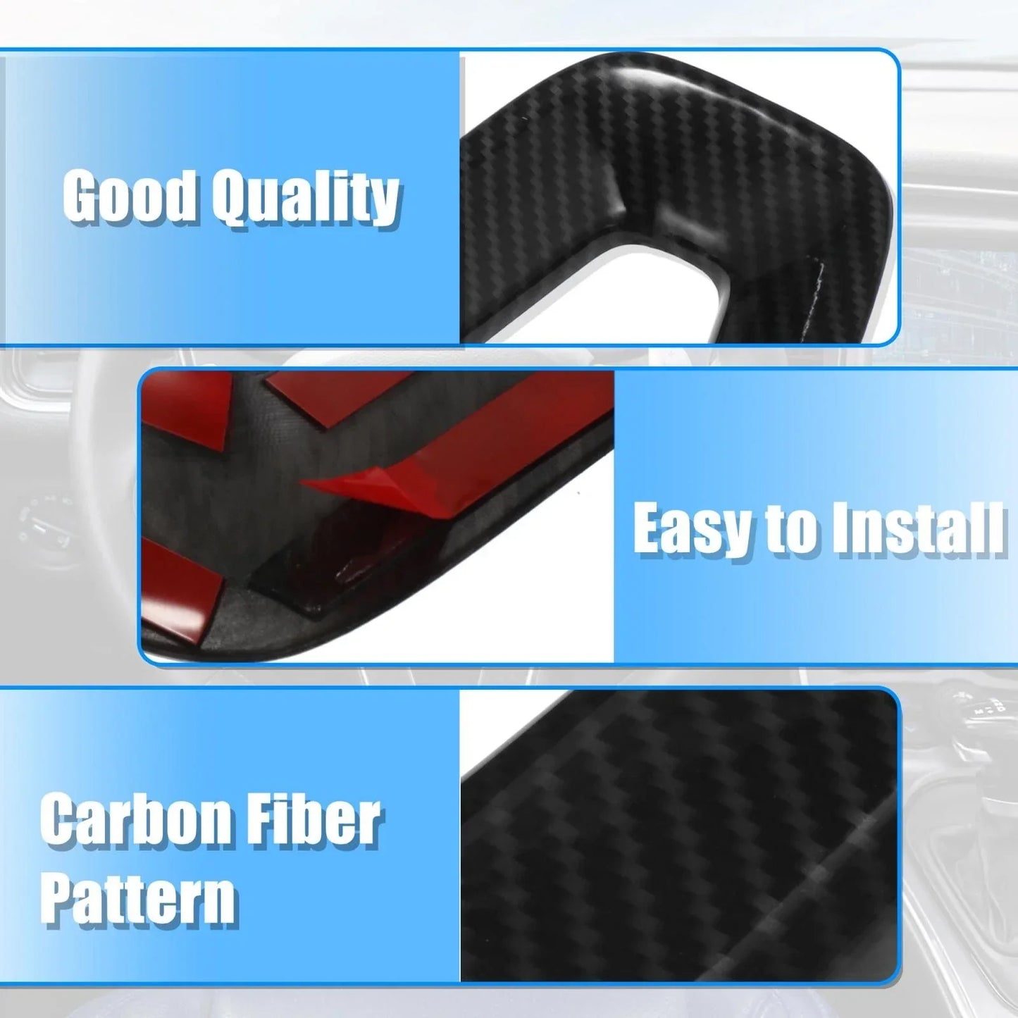 Black Inner Steering Wheel Cover Trim Set for Dodge Challenger Charger (2015-2020)