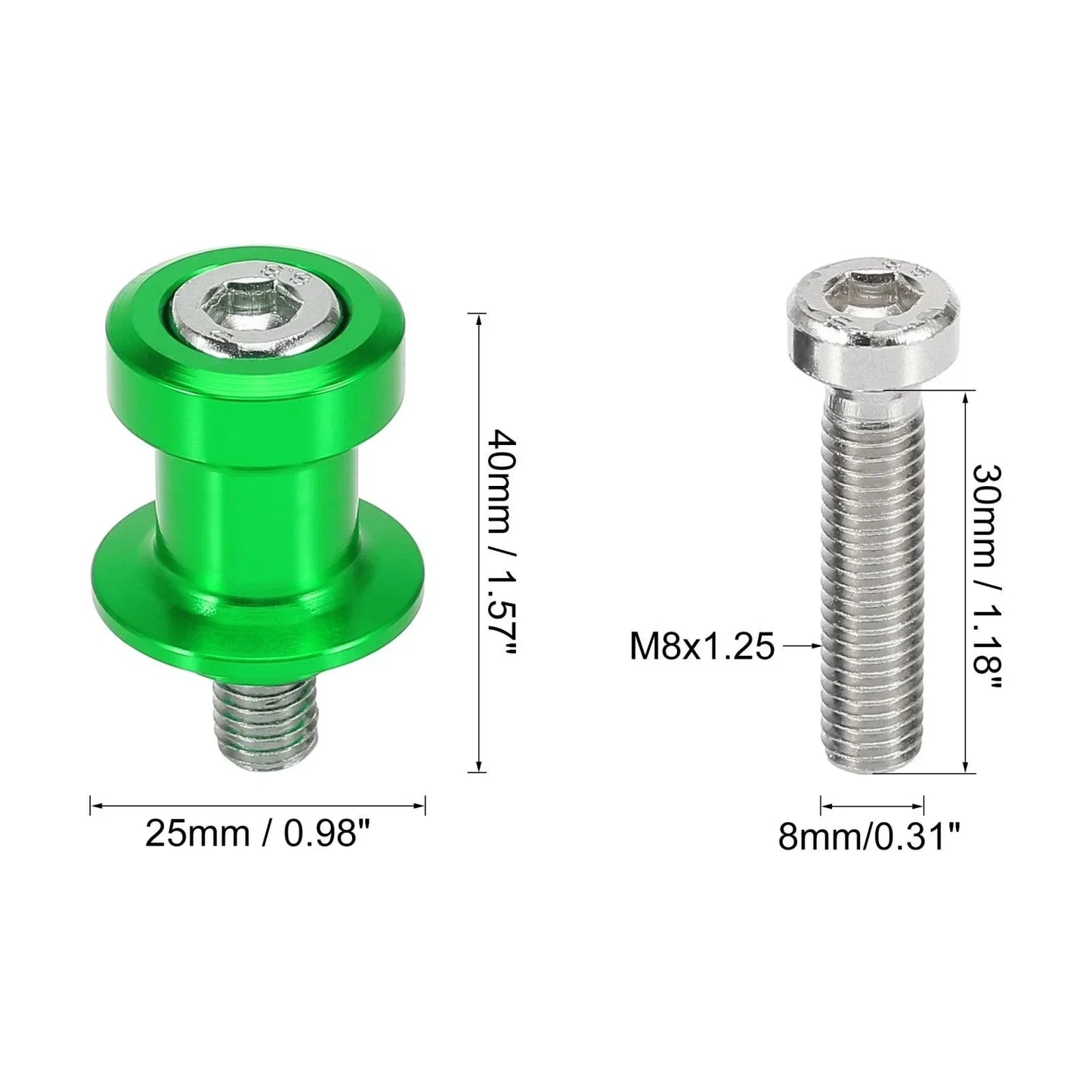 8mm Green Motorcycle CNC Swing Arm Spools (2pcs) for Honda