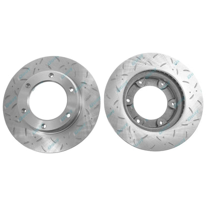 2 x Front Slotted Disc Rotors & Brake Pads for Toyota FJ80 HDJ80 HZJ80 (1990-1992)