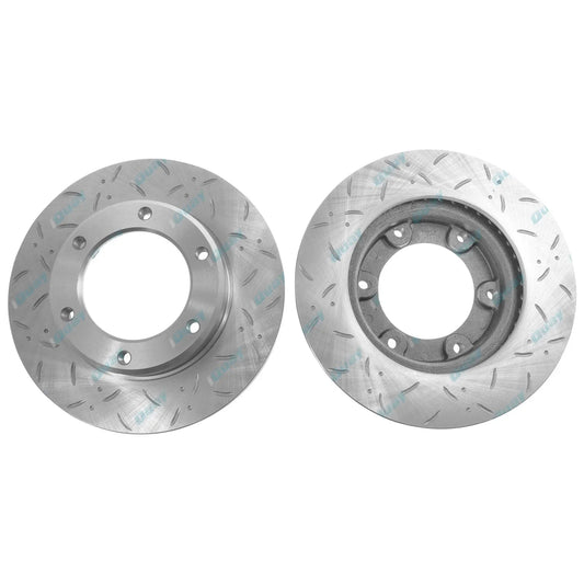 2 x Front Slotted Disc Rotors & Brake Pads for Toyota FJ80 HDJ80 HZJ80 (1990-1992)