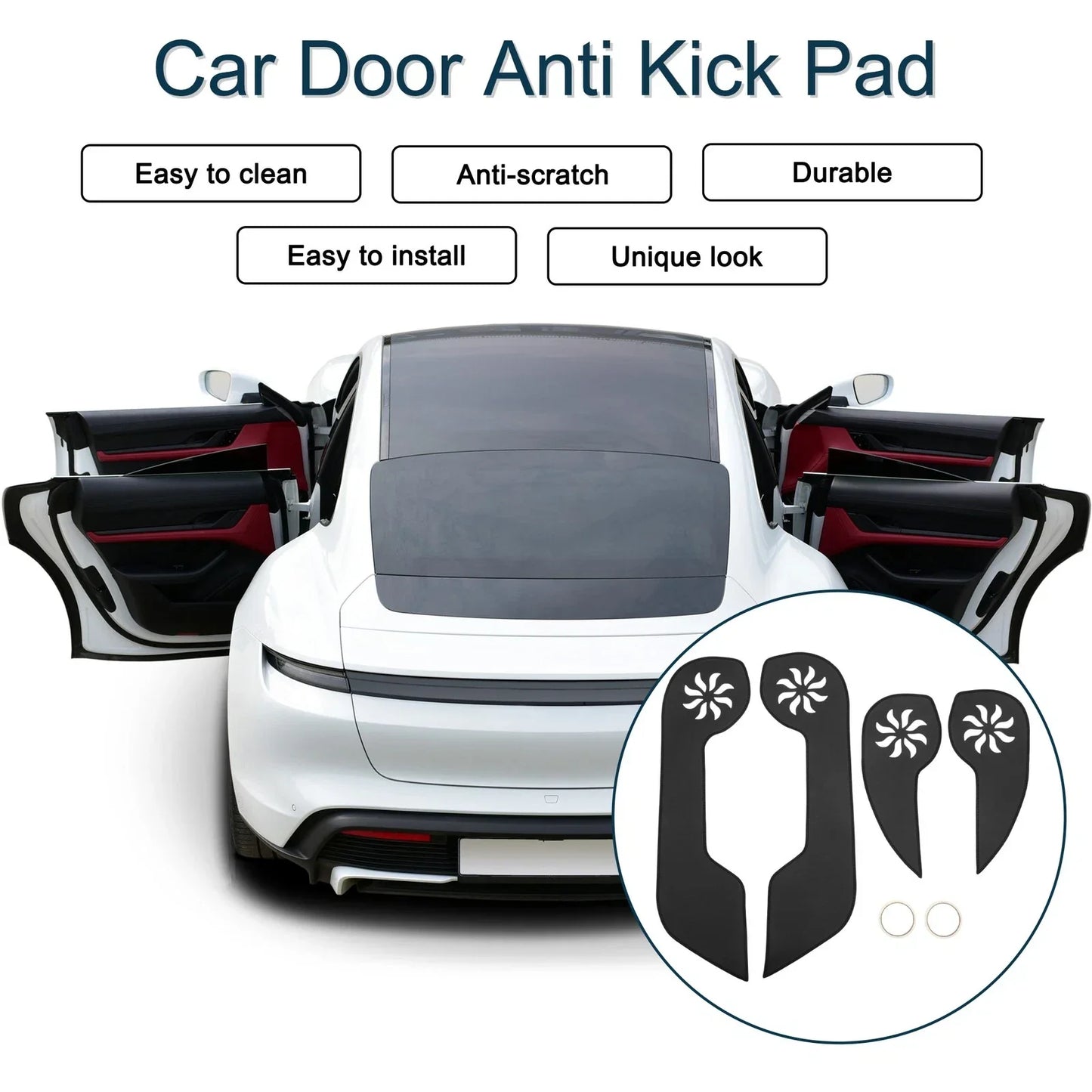 Car Door Anti Kick Pad Sticker Protector for Honda CR-V 2007-2011 Black 1 Set