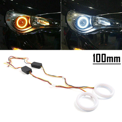 100MM White Amber Switchback LED Halo Rings for Car Headlight Retrofit