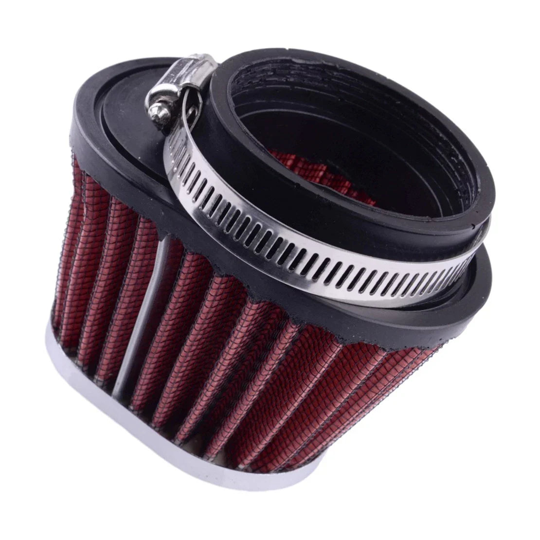 55mm Red Air Filter Cone for Car Motorcycle - Includes Clamp (Fits Various Models)