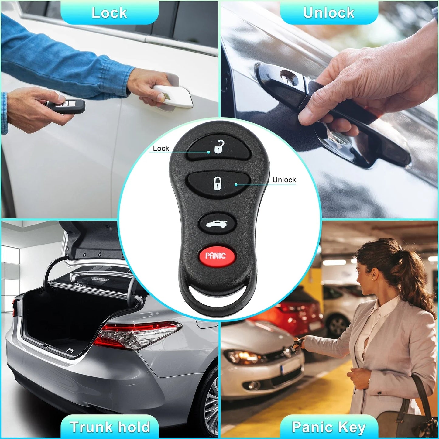 Keyless Entry Remote Key Shell Cover for Jeep & Dodge