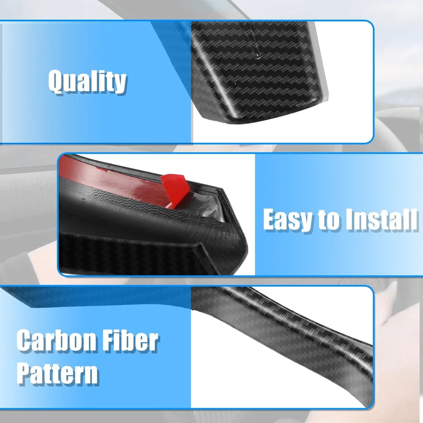 Carbon Fiber Pattern Black Steering Wheel Cover Trim for Mercedes Benz