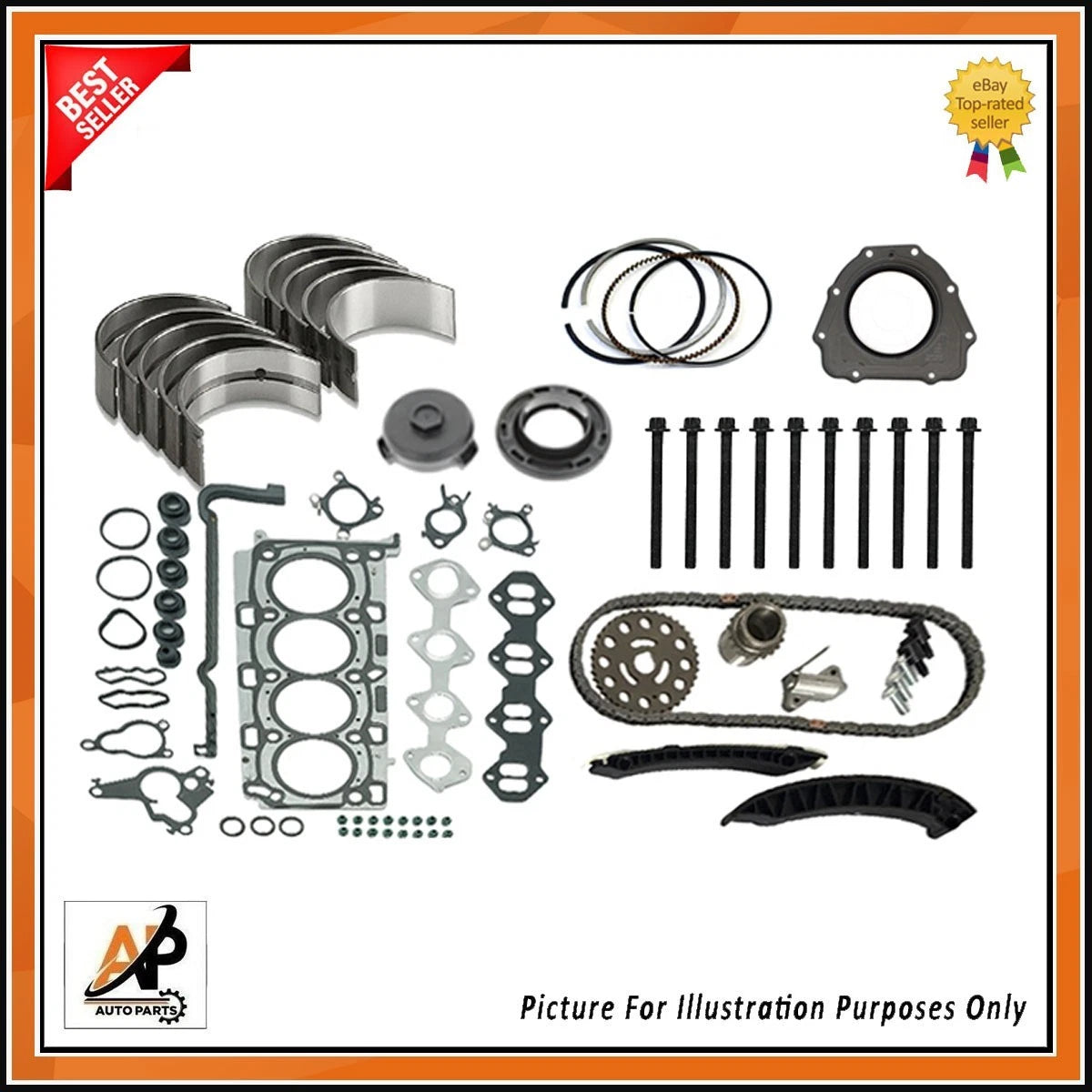 Engine Main Crankshaft Bearings Rebuild Kit Replacement for Opel 2.0 M9R (2009–2019)