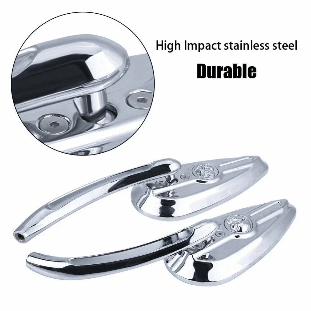 Skull Chrome Motorcycle Mirrors for Harley Davidson Road King, Street Glide, Dyna
