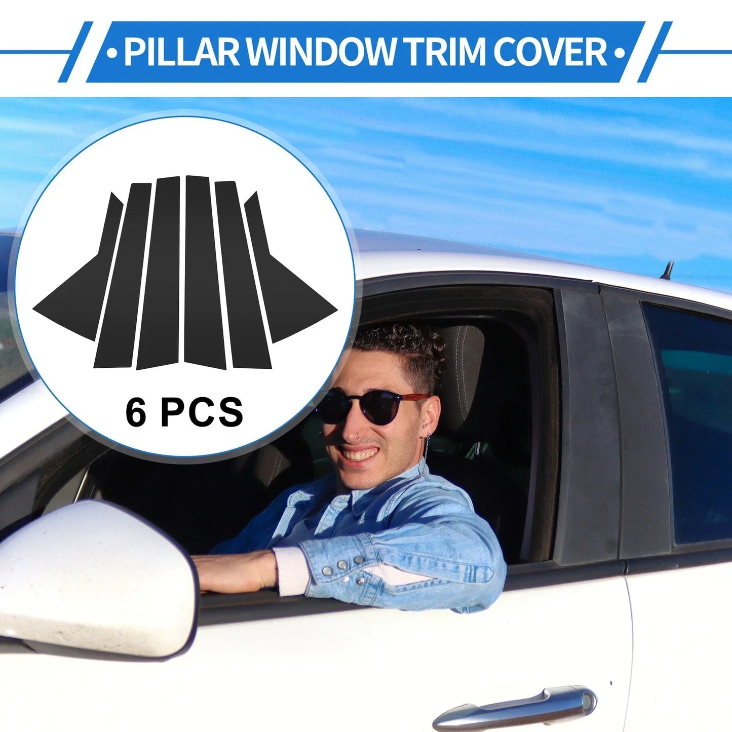 6 Pcs Door Pillar Window Trim for Hyundai Tucson IX35 (2010-2015) Black