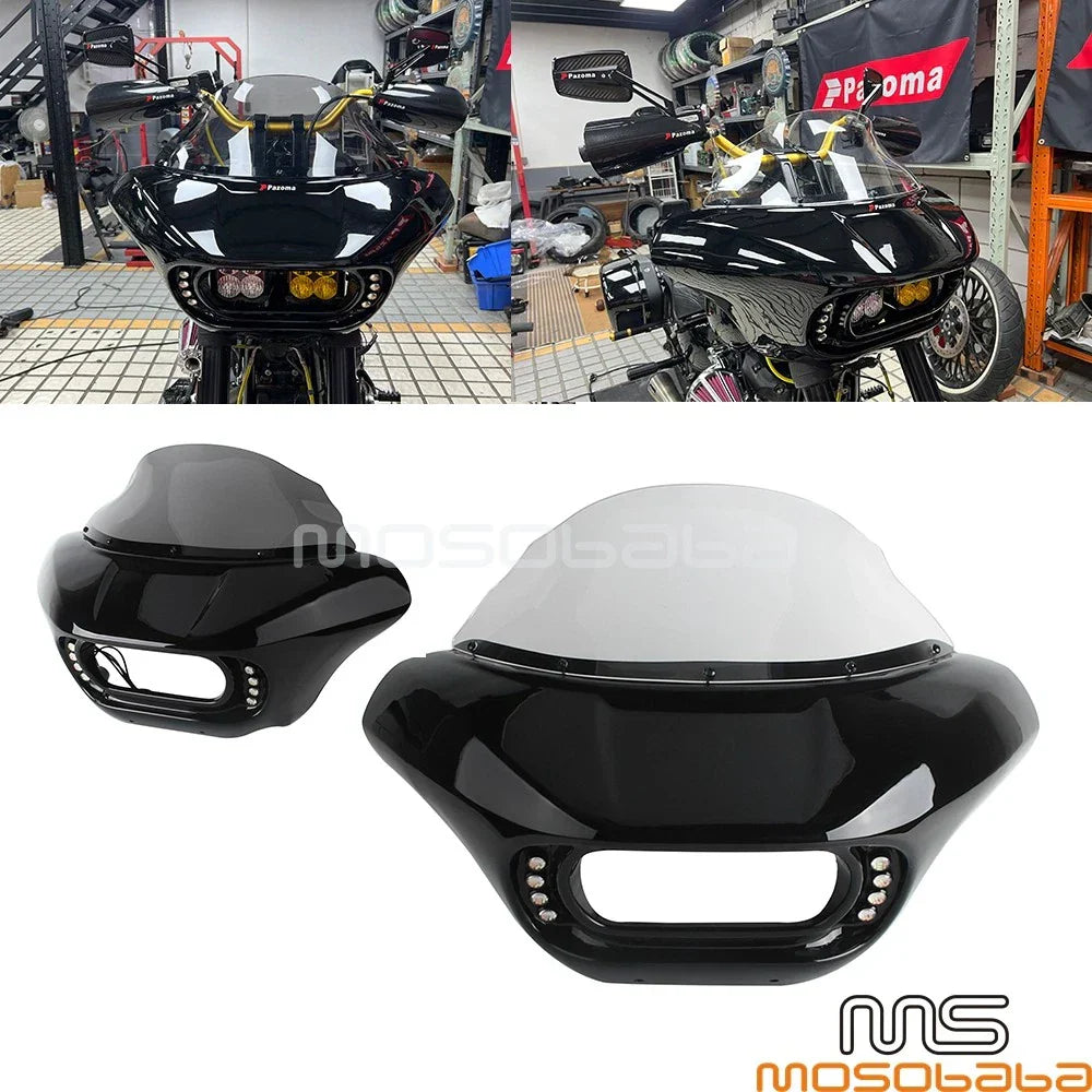 Dual Light Headlight Fairing Windshield Brackets for Softail Low Rider (2018-2023)