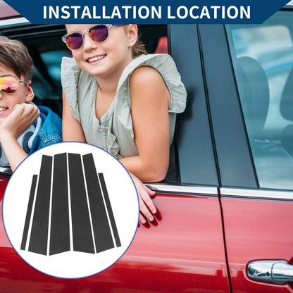 6 x Car Pillar Window Trim Covers for Honda Accord EX-L (2013-2017) Black Carbon Fiber