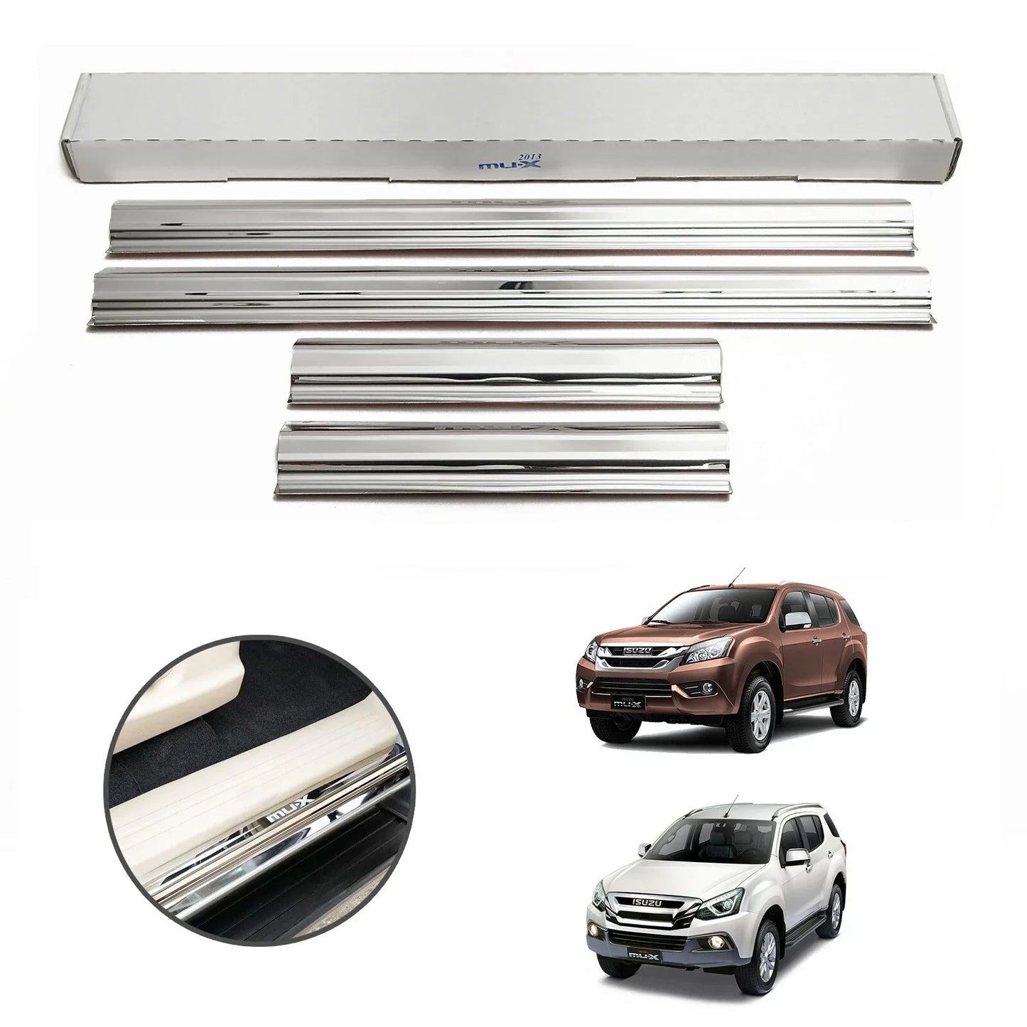 4x Stainless Steel Kick Plates for Isuzu MU-X SUV (2012-2020)