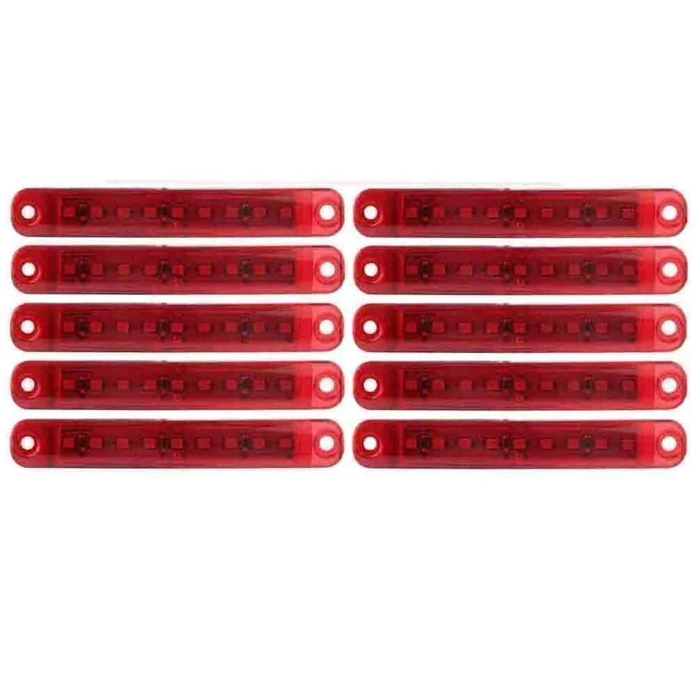 10 x Red 9 LED Sealed Side Marker Clearance Lights for Car Truck Trailer