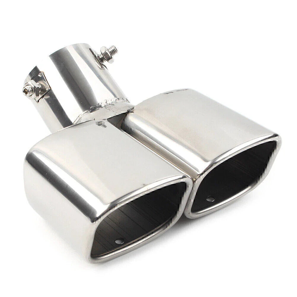 Dual Steel Rear Exhaust Pipe Tail Muffler Tip for Universal Car Accessories