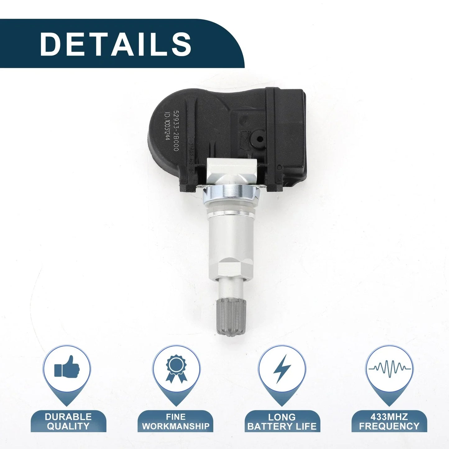 Tire Pressure Sensor 433MHz for Hyundai Santa Fe (2006-2012) 1 x Sensor