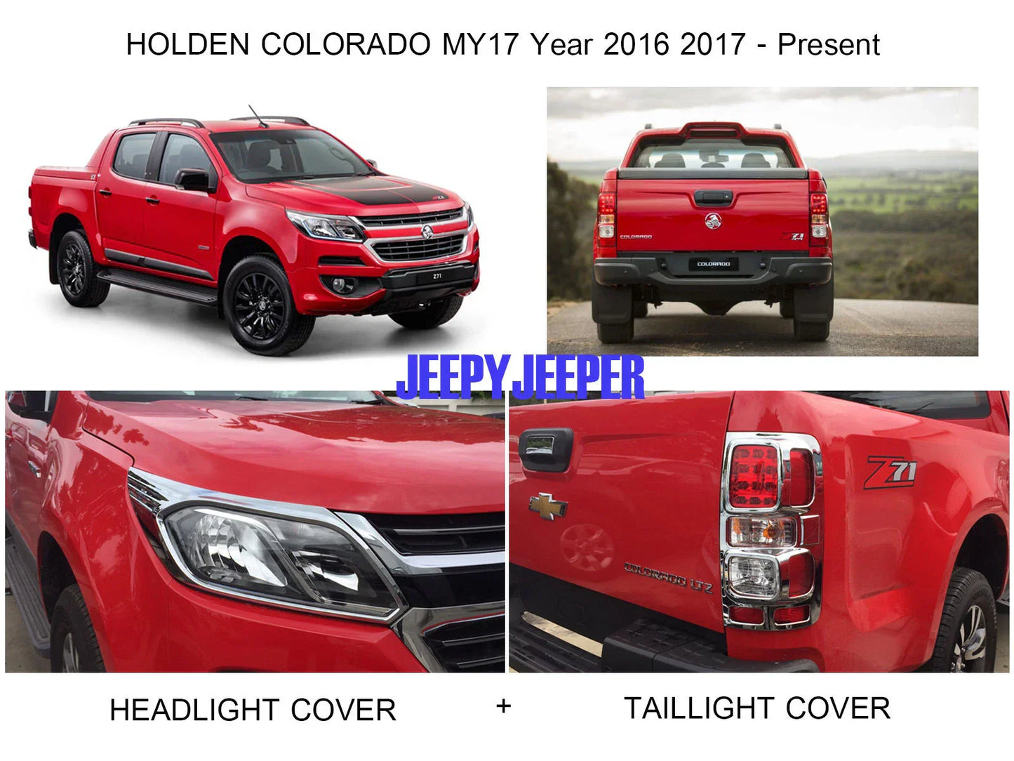 Chrome Headlight Tail Light Cover Trim for Chevy Holden Colorado (2016-2017)