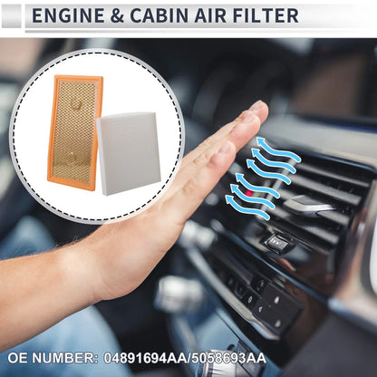 Engine Cabin Air Filter Combo for Dodge Caliber 1.8L 2.0L 2.4L (2007-2009)
