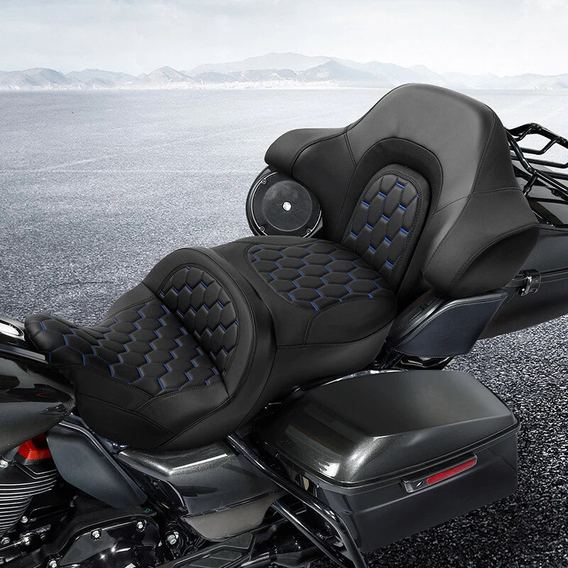 Driver Passenger Seat Backrest for Harley Street Tri Glide (2014-2023) Black Blue