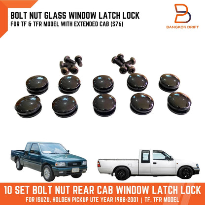 10 x Bolt Nut Extended Rear Cab Glass Window Lock for Holden Rodeo (88-02)