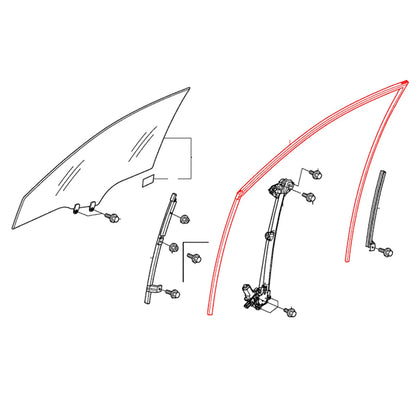 Front Door Glass Run Channel Seal Set for Honda CR-V Wagon 2007-2011