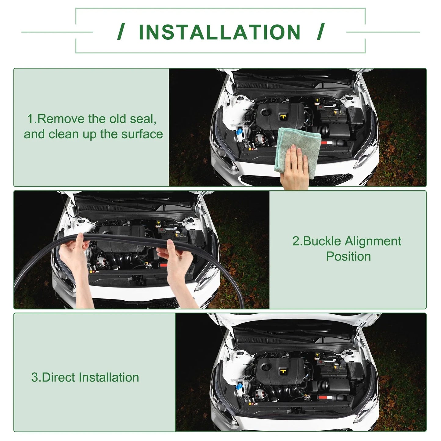 Rear Engine Hood Sealing Strip for Honda Civic (2012-2015) Black 1 x Piece