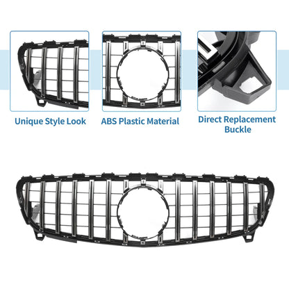 Front Upper Bumper Grille for Mercedes-Benz A-Class Chrome Silver (2013-2020)