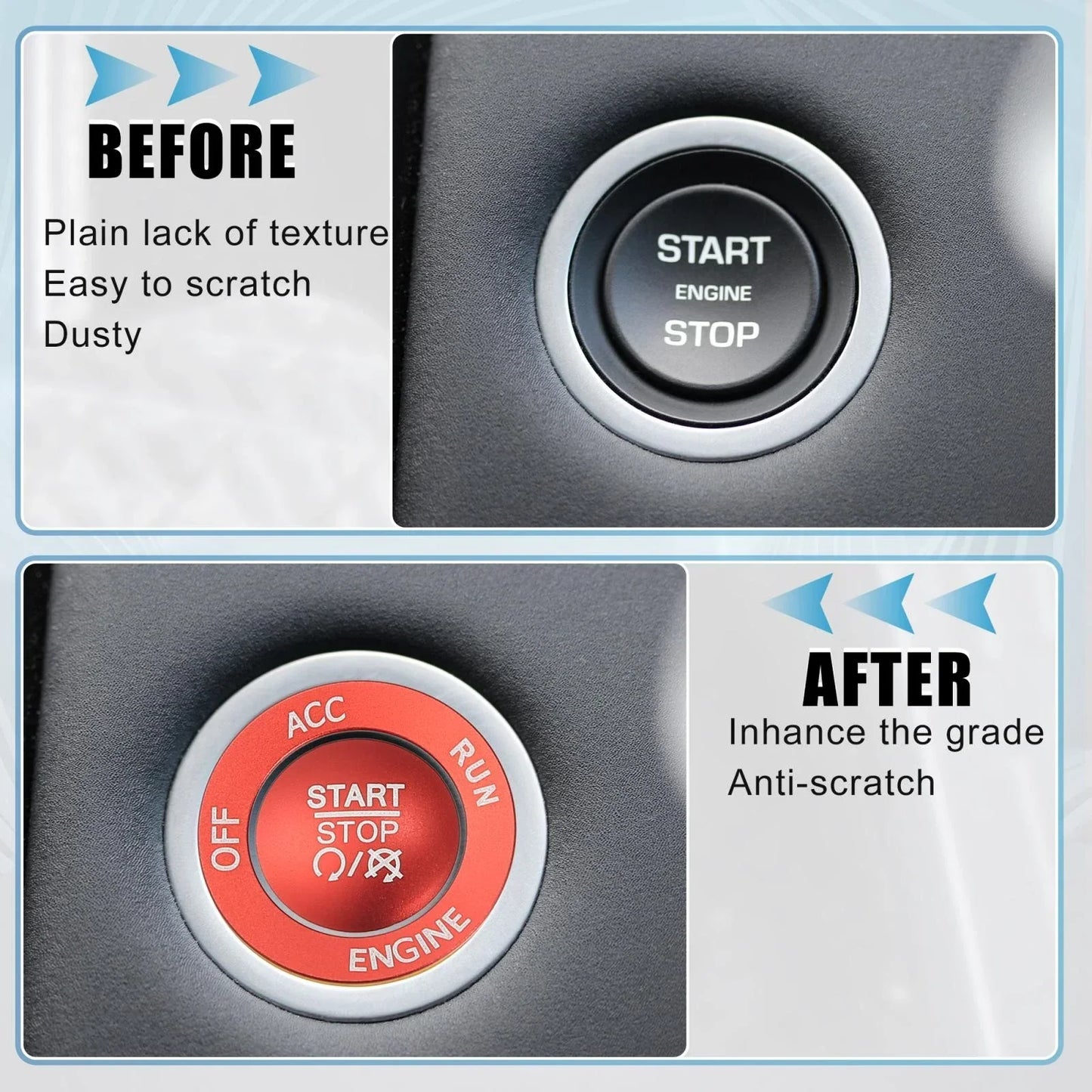 Engine Push Start Button Sticker Kit for Dodge Charger Challenger Durango (2015-2023)
