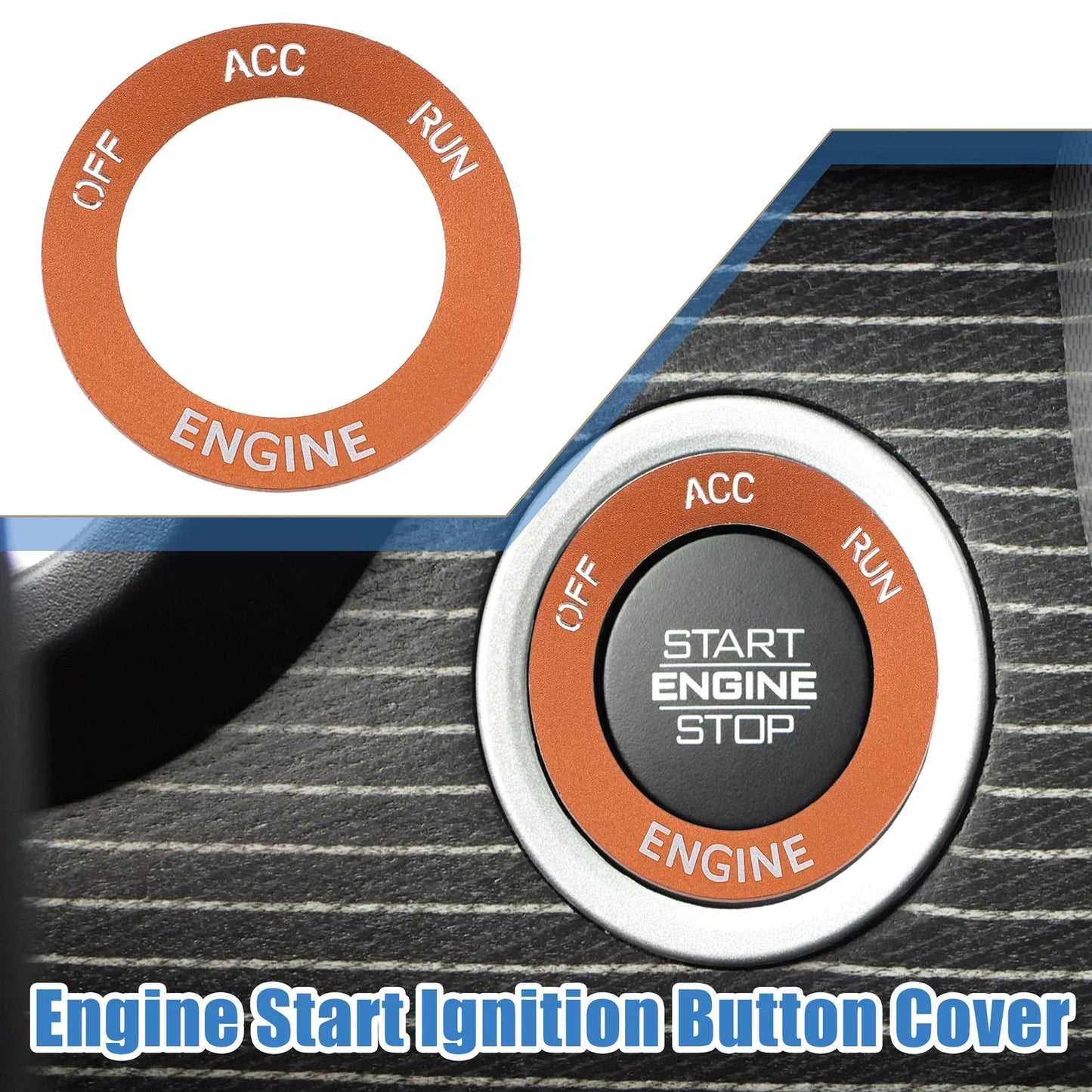 Engine Start Button Sticker for Dodge Charger Challenger Aluminum Alloy Orange