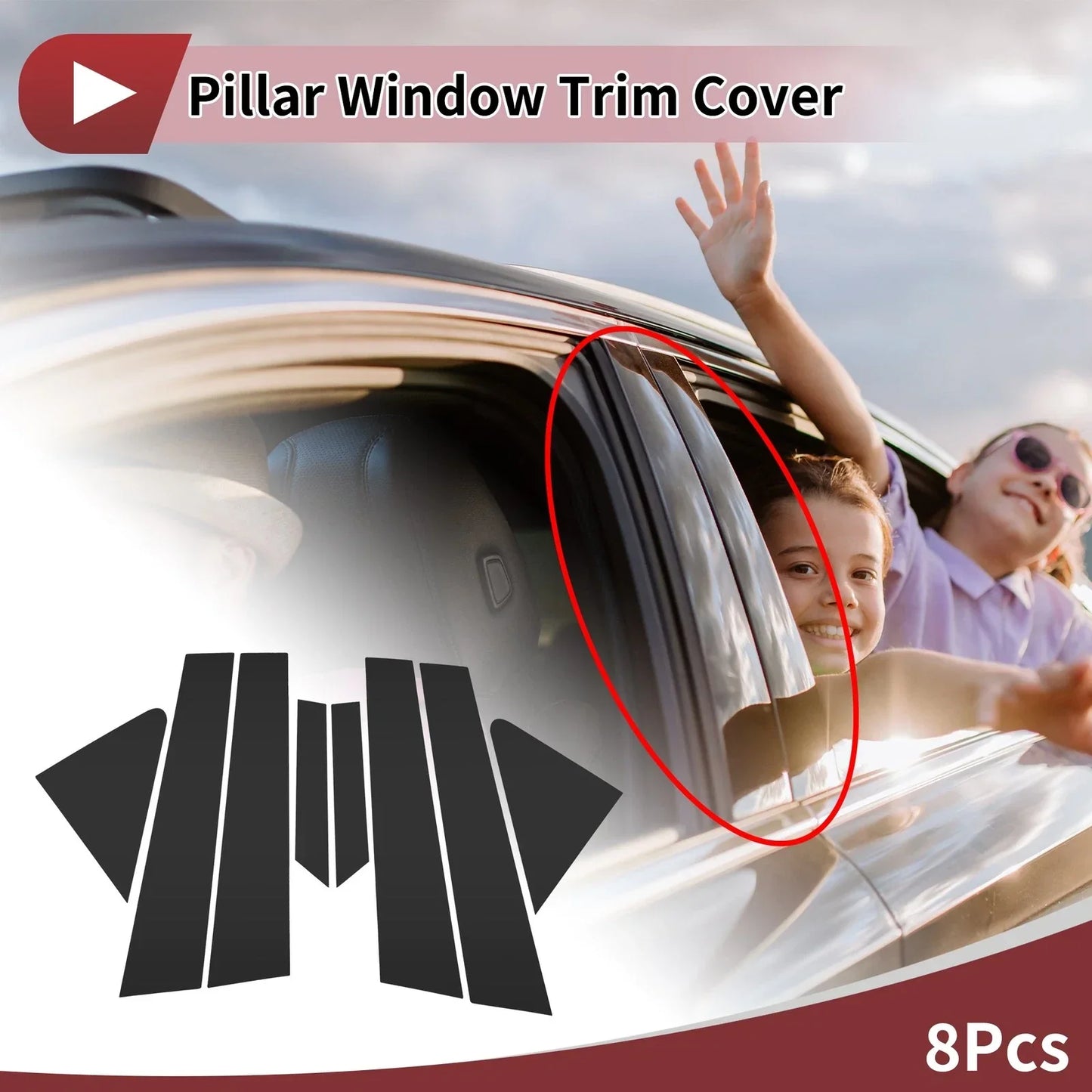Door Pillar Window Trim for Hyundai Accent Sedan 2011-2017 Black Trim