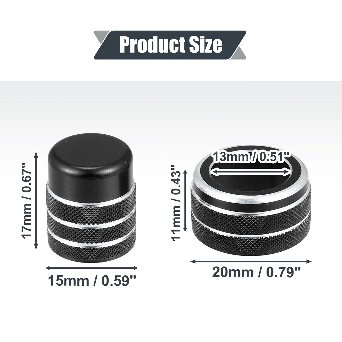 5 x Black Air Vent Knob Trim Covers with GPS Navigation for Honda Civic (2022)