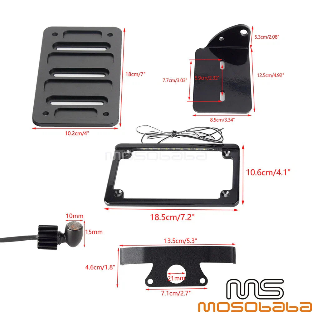 F&R LED Turn Signals & 4"x7" License Plate Holder for Harley Sportster S (2021-2023)