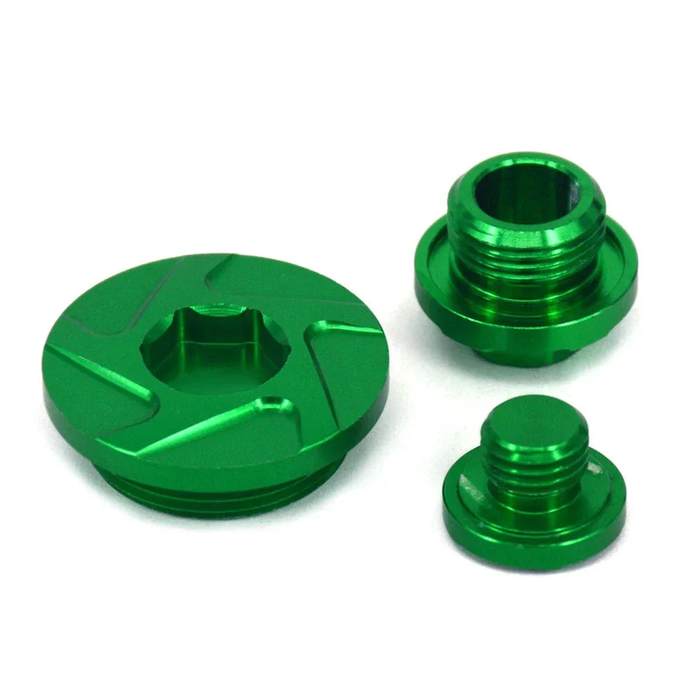 CNC Engine Timing Oil Filter Plugs for Kawasaki KX250F KLX450R (2004-2023)