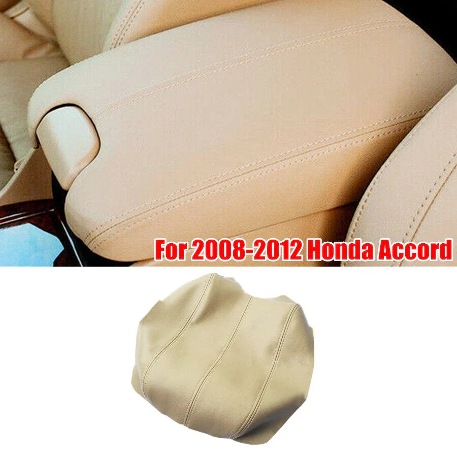 Beige Leather Center Console Armrest Lid Cover for Honda Accord (2008-2012)