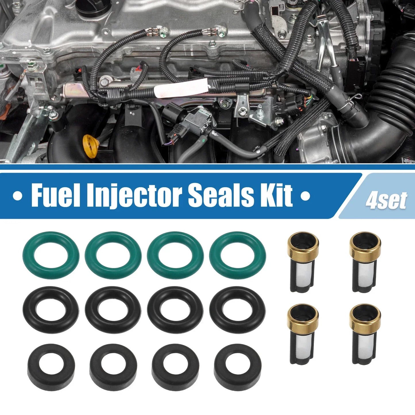 Fuel Injector O-Rings & Seals with Micro Filters for Honda Civic & Acura
