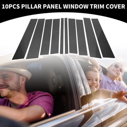 10 Pcs Black Carbon Fiber Car Pillar Window Trim for Mercedes GL-Class