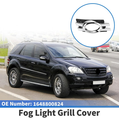 Right Fog Light Grill for Mercedes-Benz (2006-2012) Silver Tone, Black